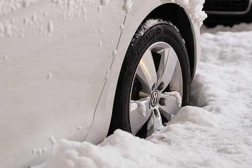 car stuck in winter